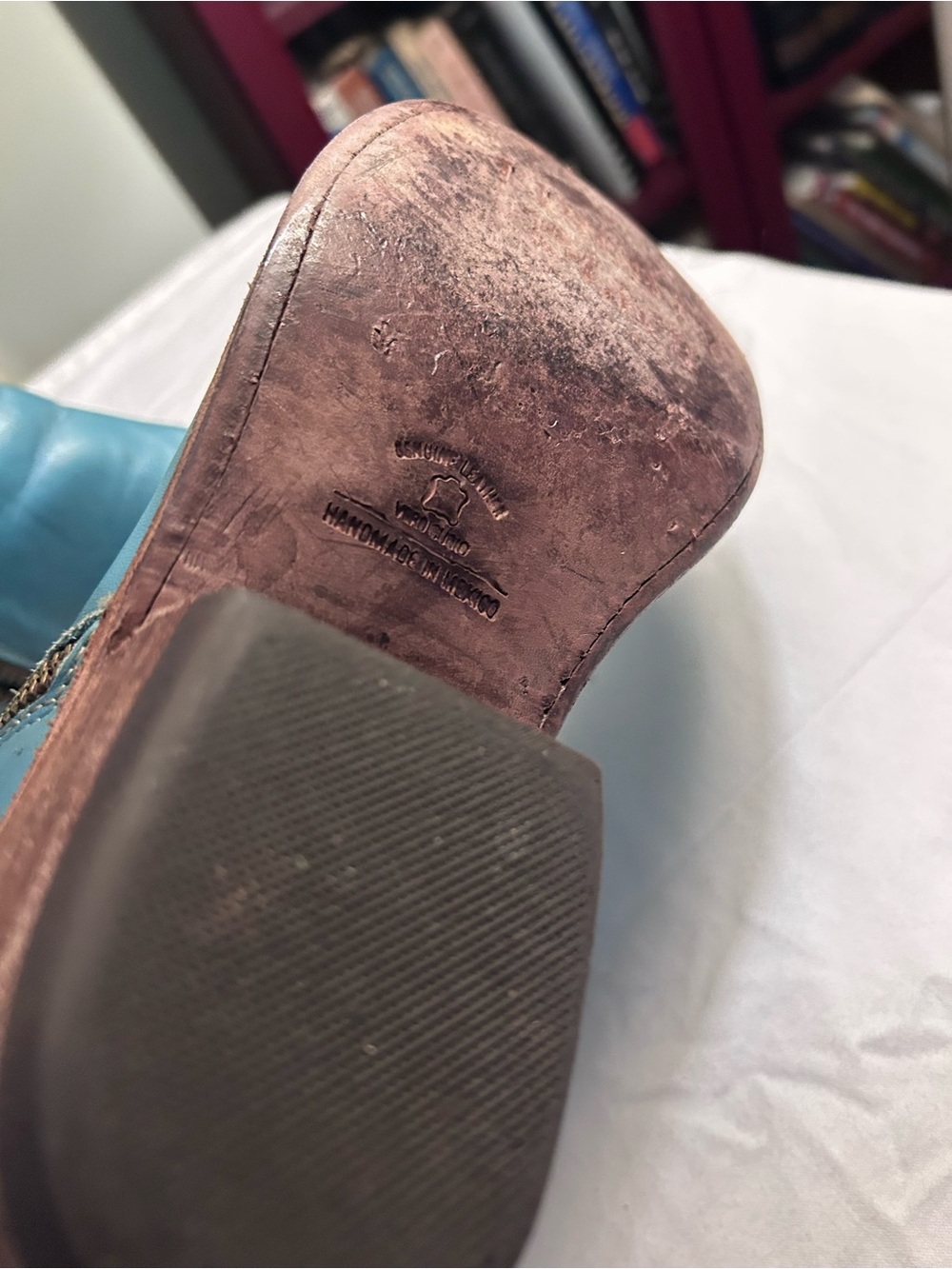 LIBERTY Black Teal Leather Ankle Booties - Picture 4 of 12